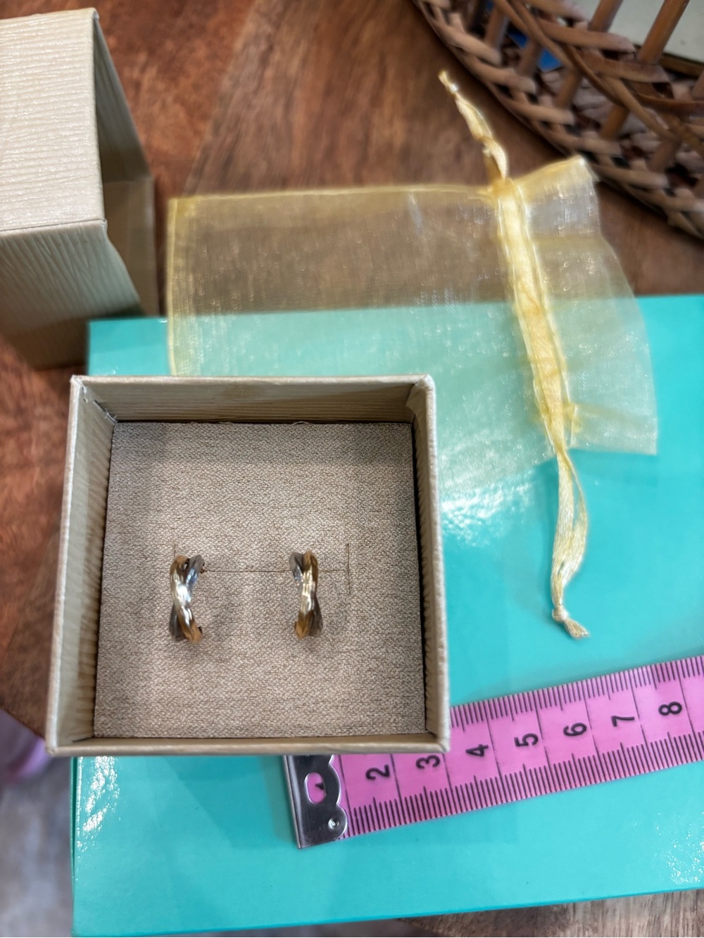 10k gold and sterling silver hoops